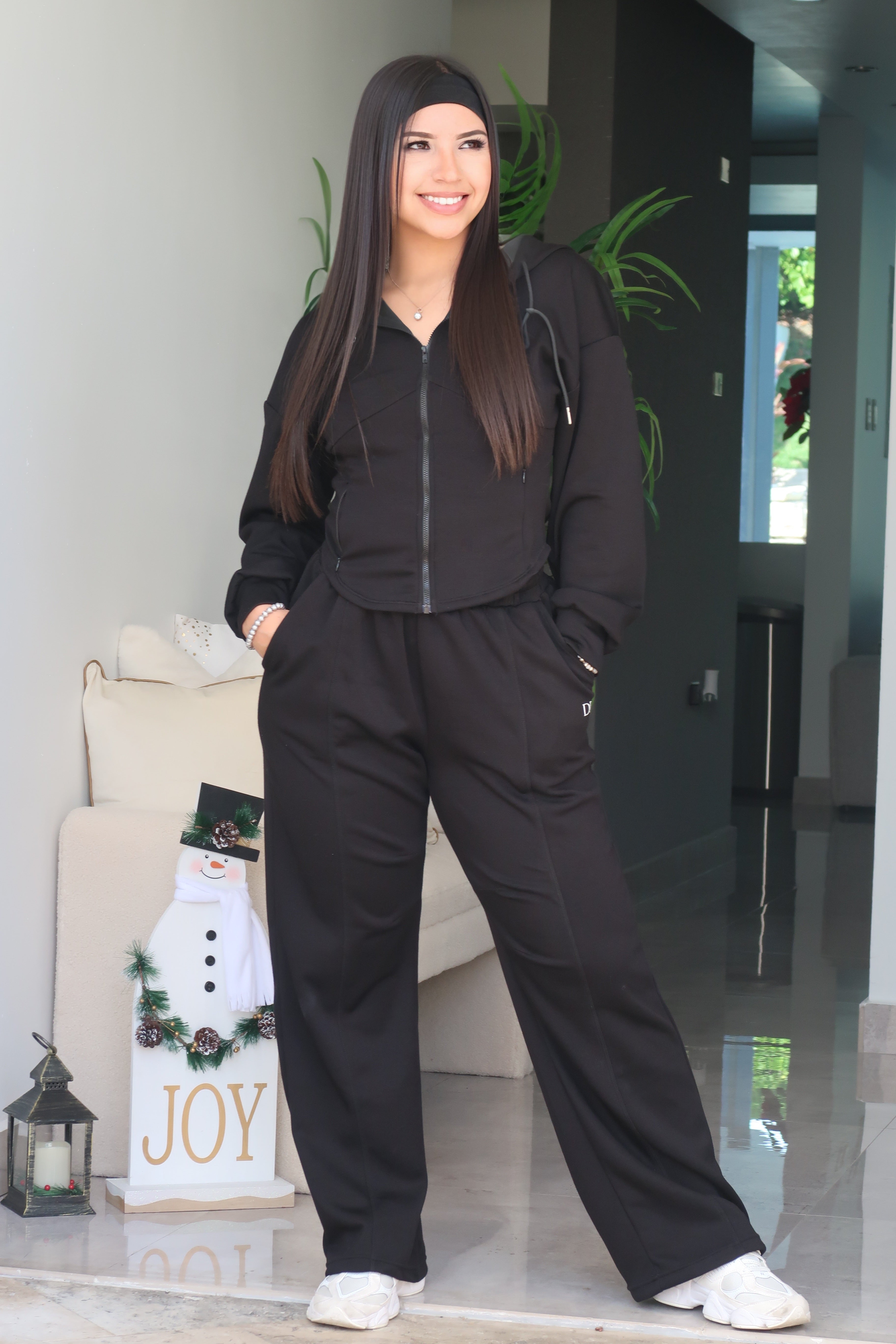 Black Corset Jogger Lounge Set