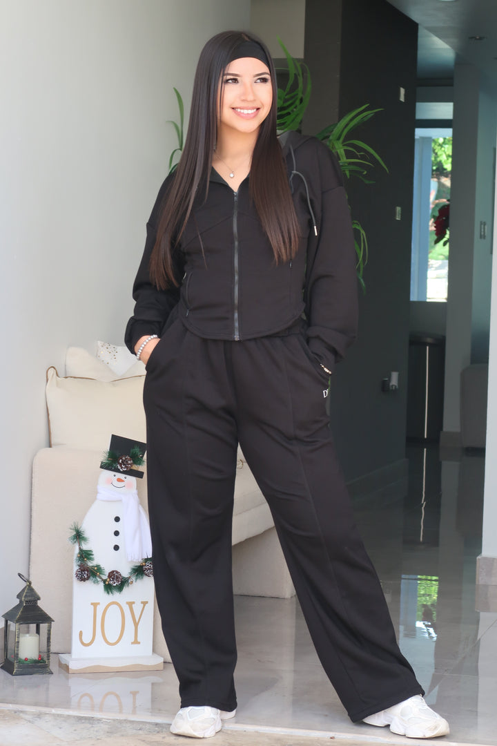 Black Corset Jogger Lounge Set