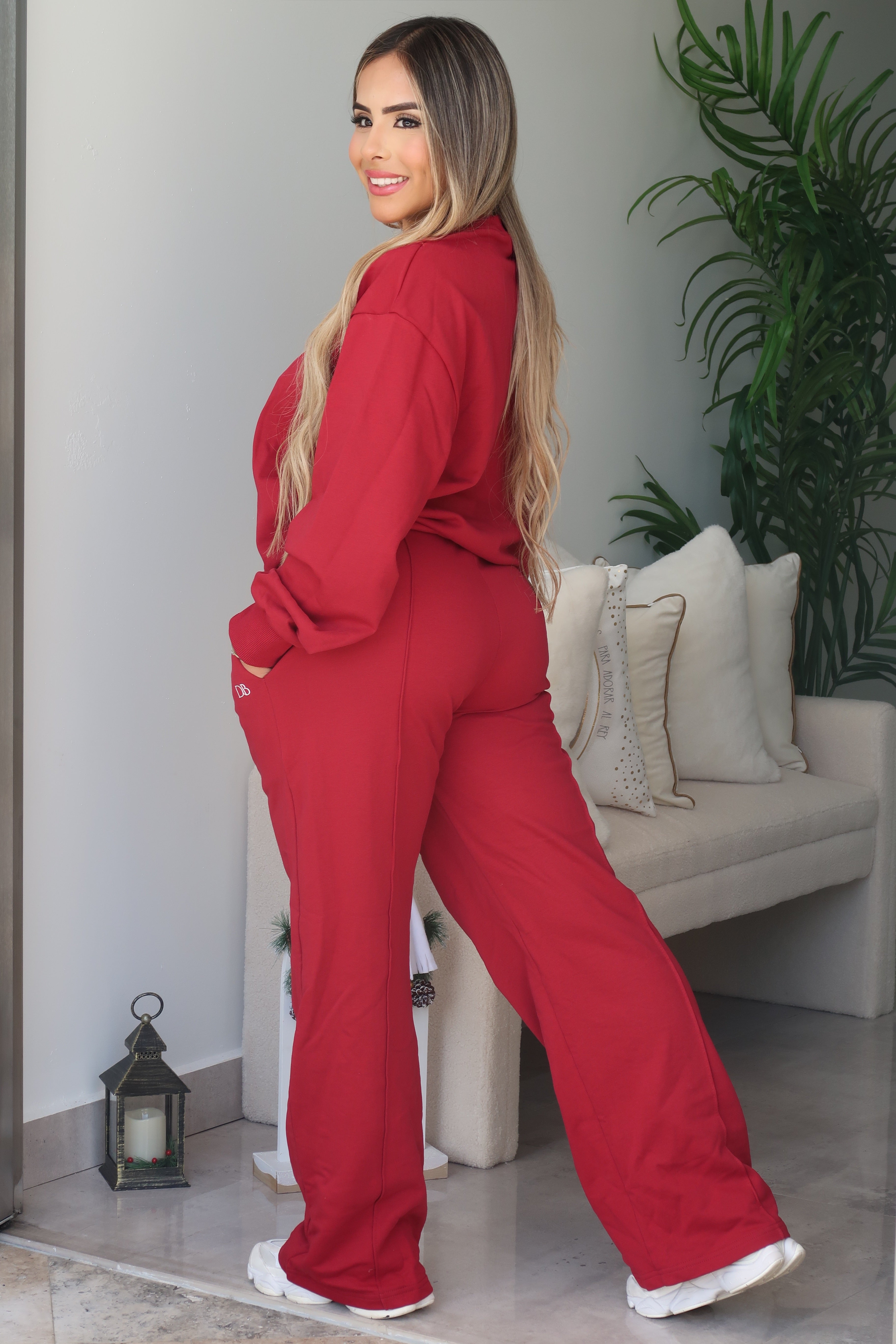 Maroon Basic Jogger Lounge Set