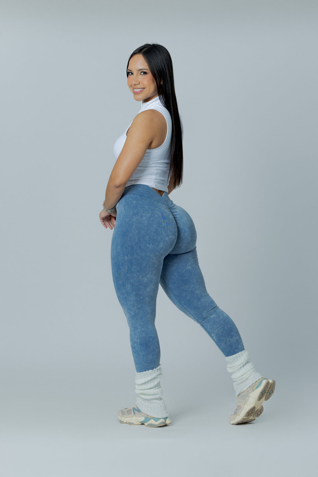 Blue Marble Viral V Back Leggings