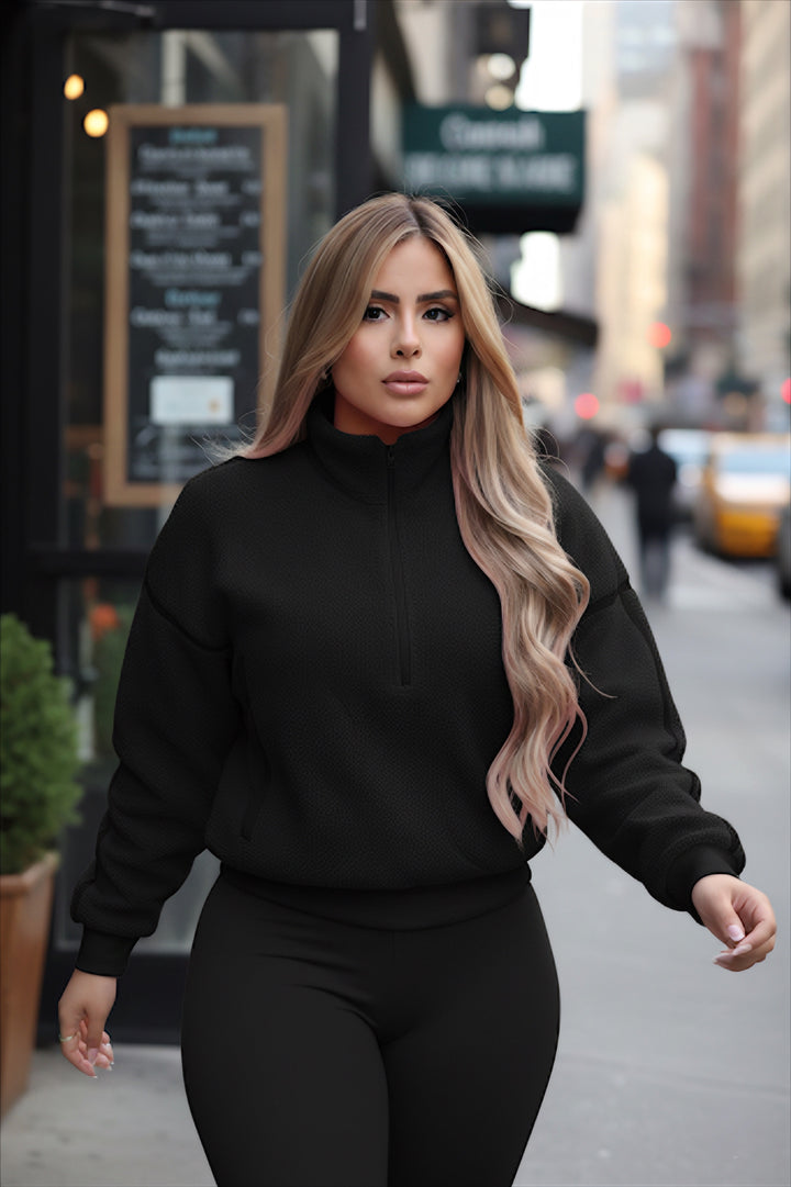 Black Fluffy Pocket Jacket - 002