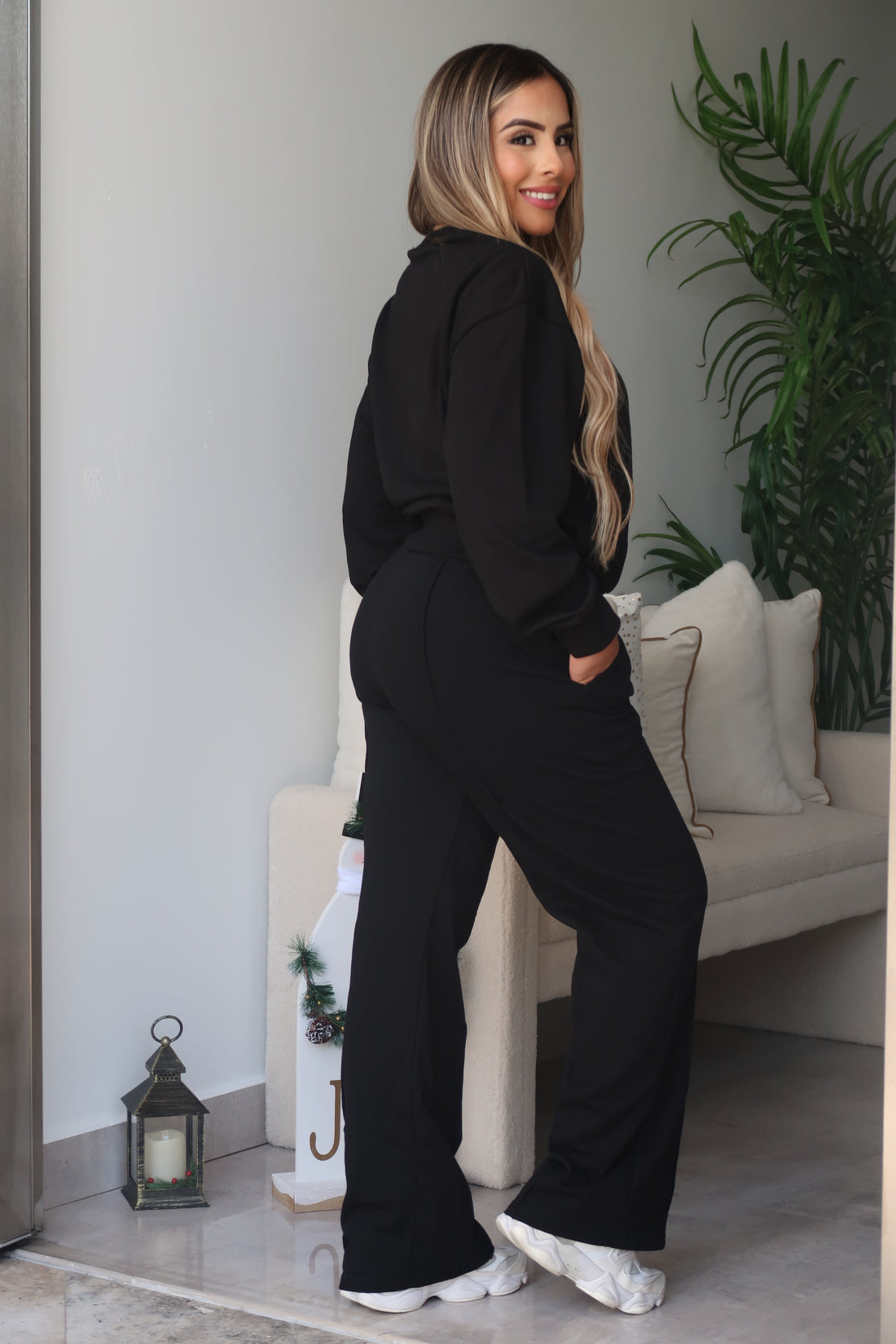 Black Basic Jogger Lounge Set