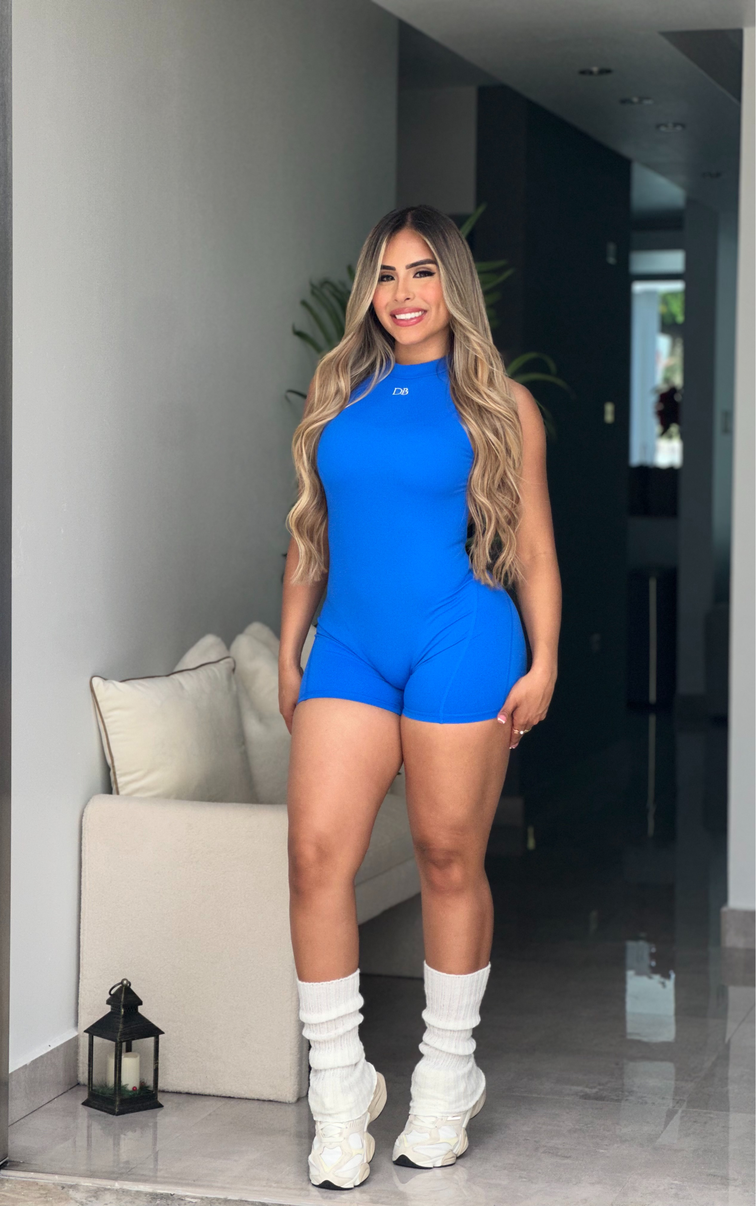 Blue Open Back Romper