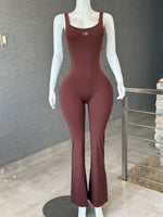 Brown Scrunch Bell Bottom Jumpsuit