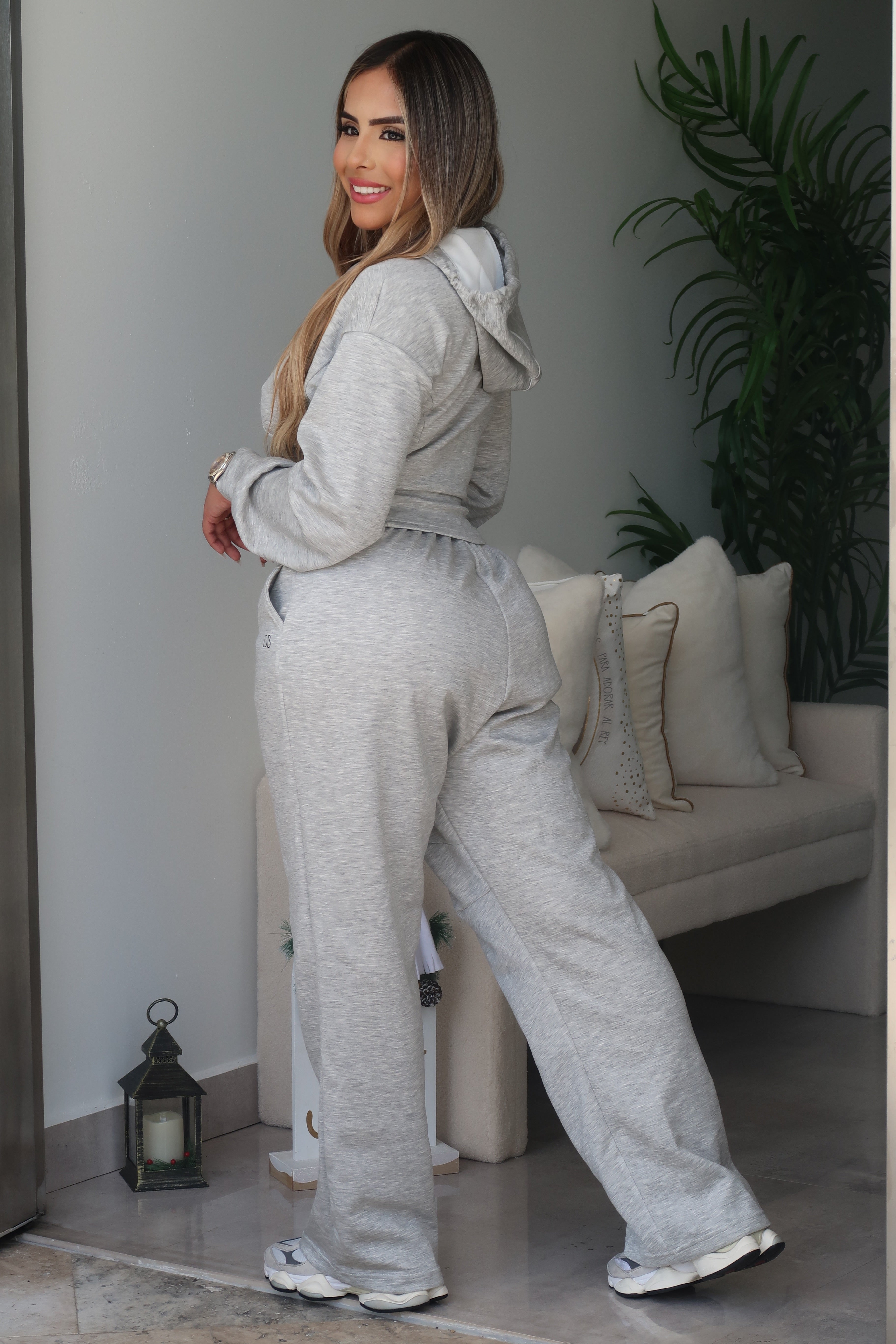 Grey Corset Jogger Lounge Set