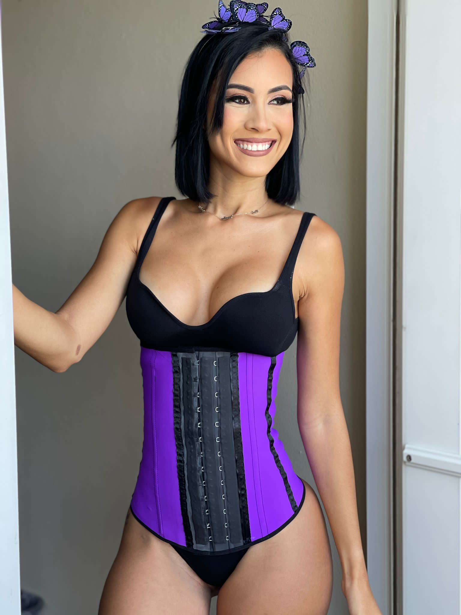 Purple 3 Hook Long Torso Waist Trainer