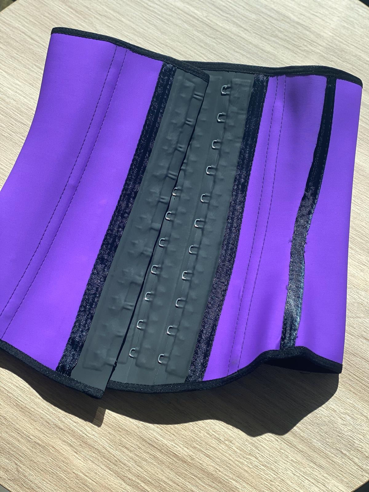 Purple 3 hook short torso waist trainer