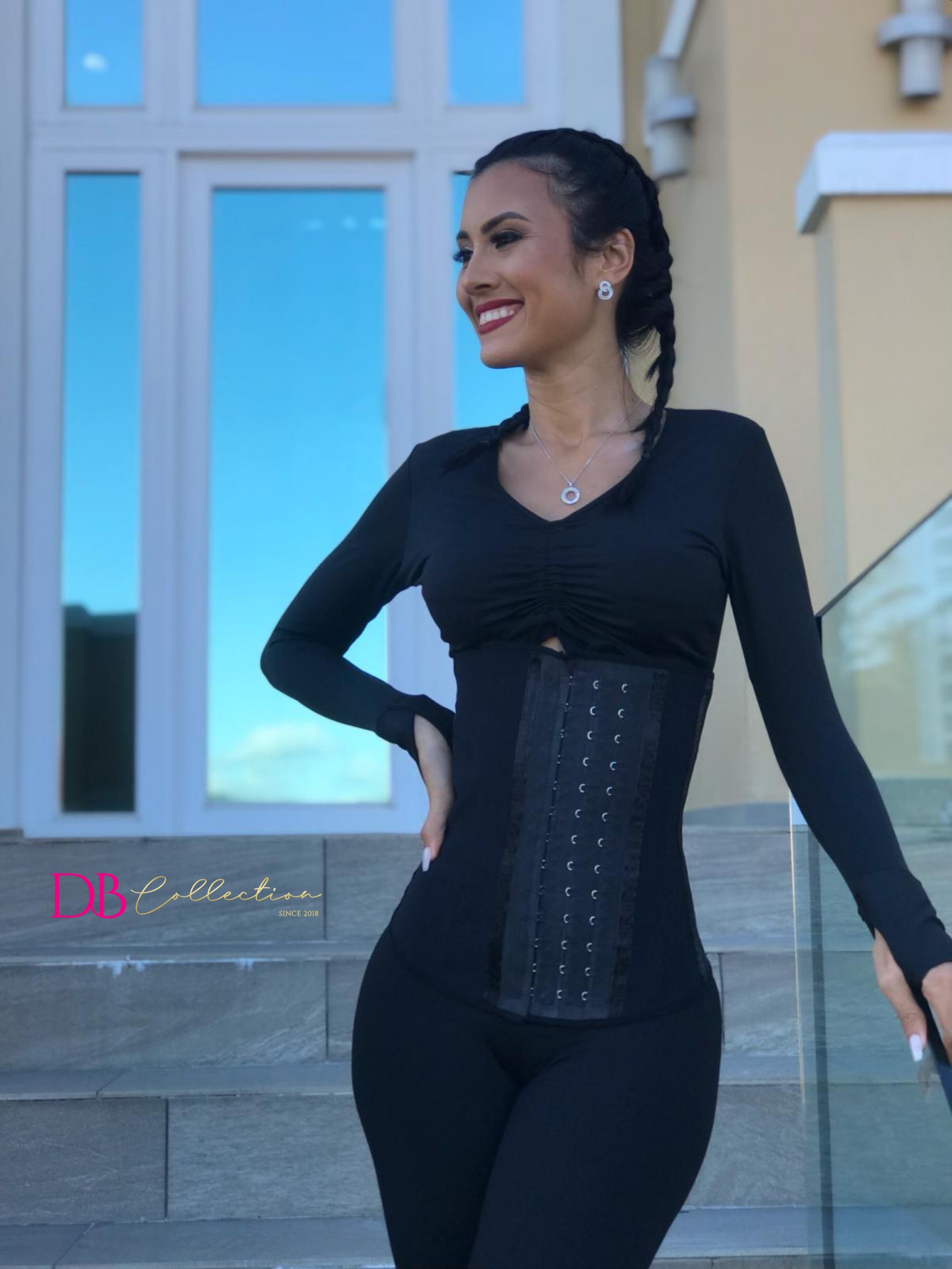 Black Long Torso 3 Hook Colombian Waist Trainer