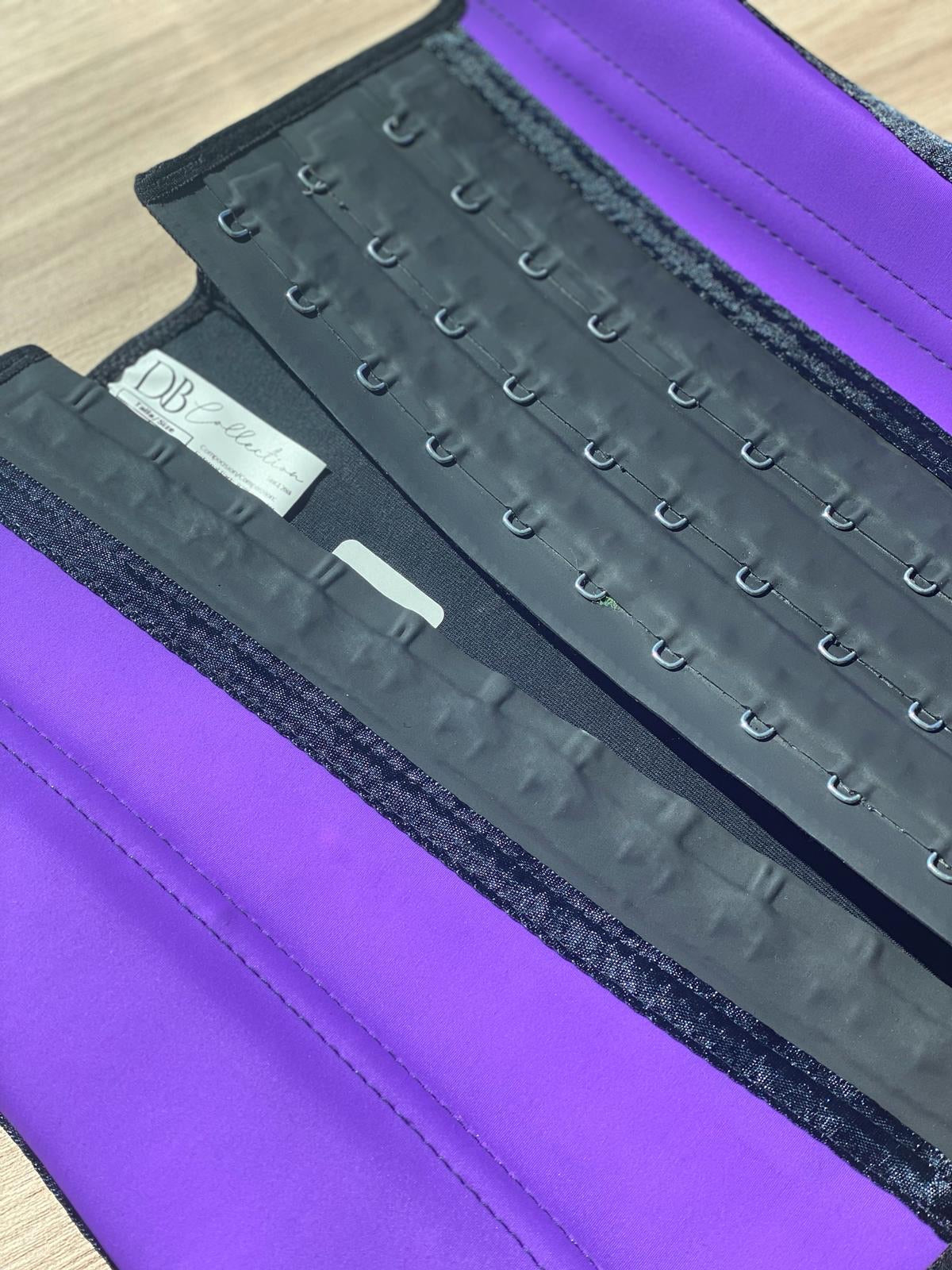 Purple 3 hook short torso waist trainer